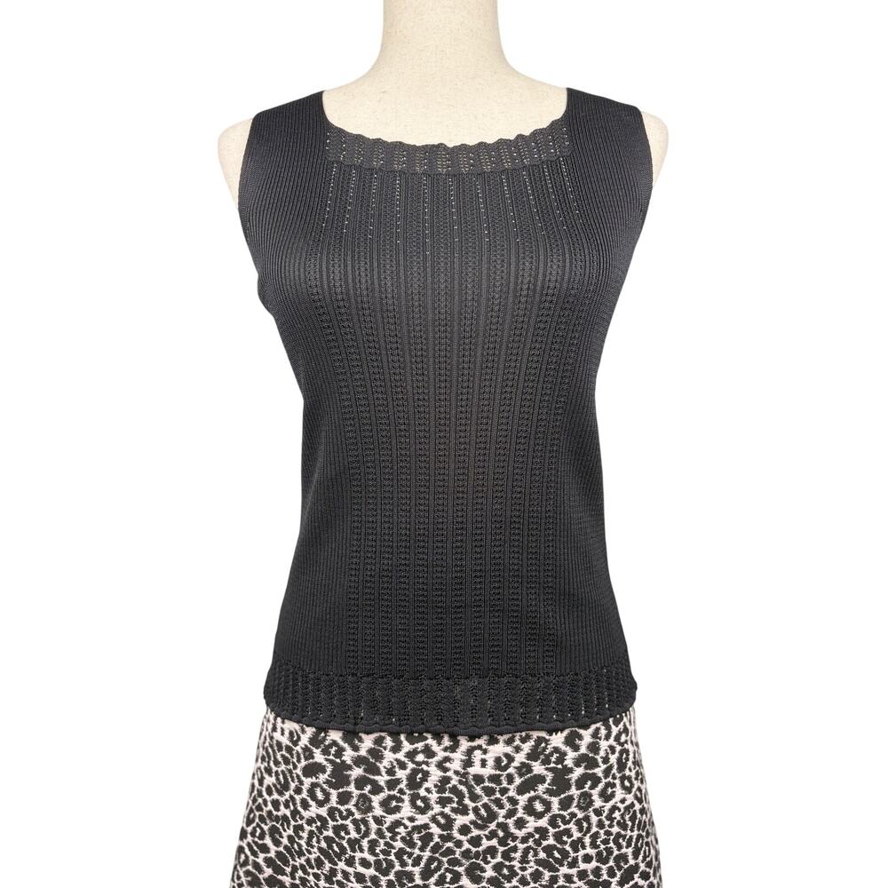 Folline Black Ribbed Knit Tank Subtle Sparkle Sleeveless Size M